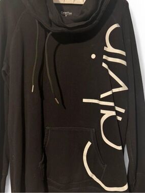 Calvin Klein Women's Performance Funnel Neck Sweatshirt in Black Size XL